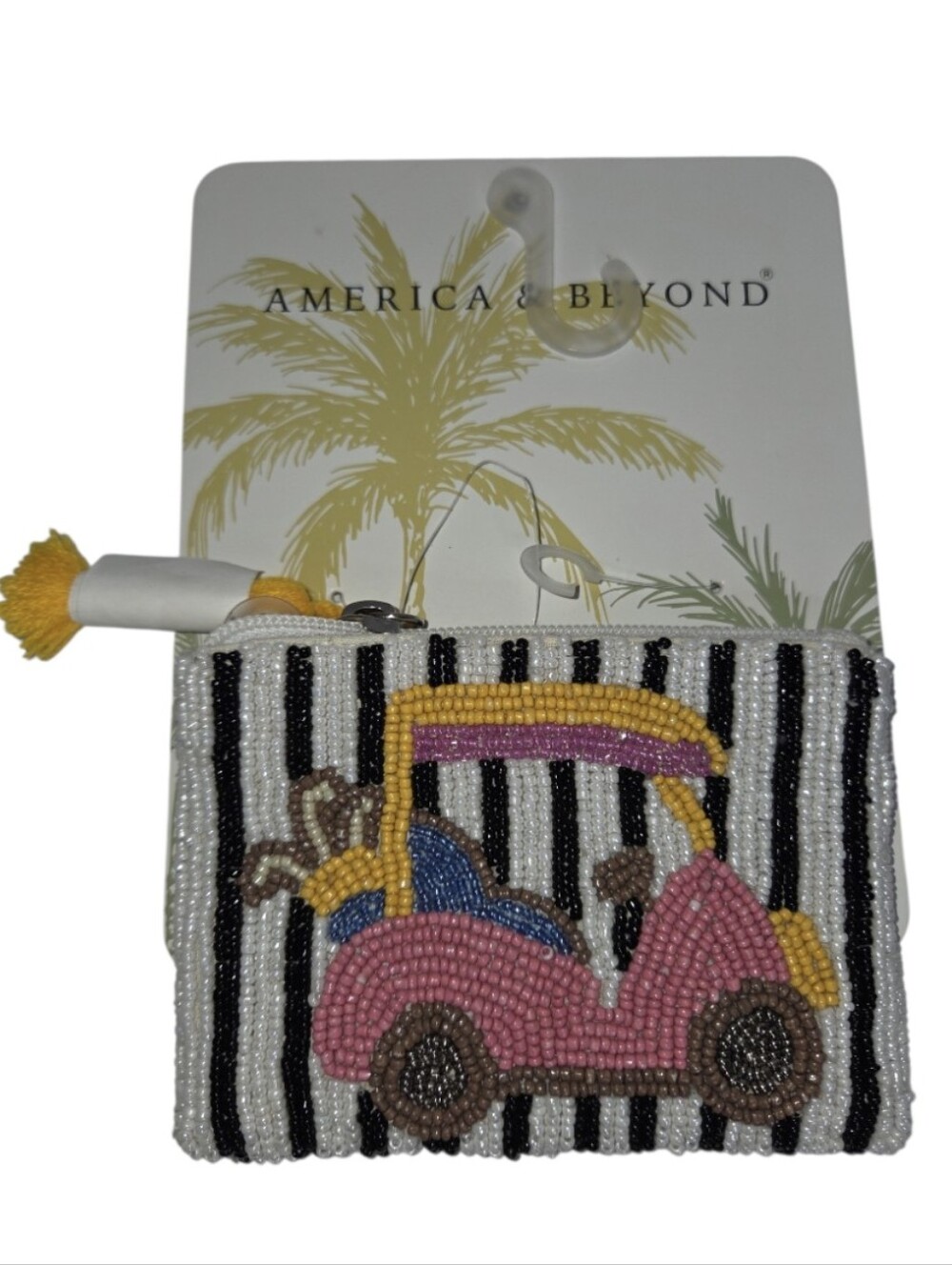 America & Beyond Striped Beaded Golf Cart Coin Purse NWT